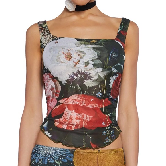 SOLD Floral Multicolor Sleeveless tank top sz medium - Picture 2 of 3